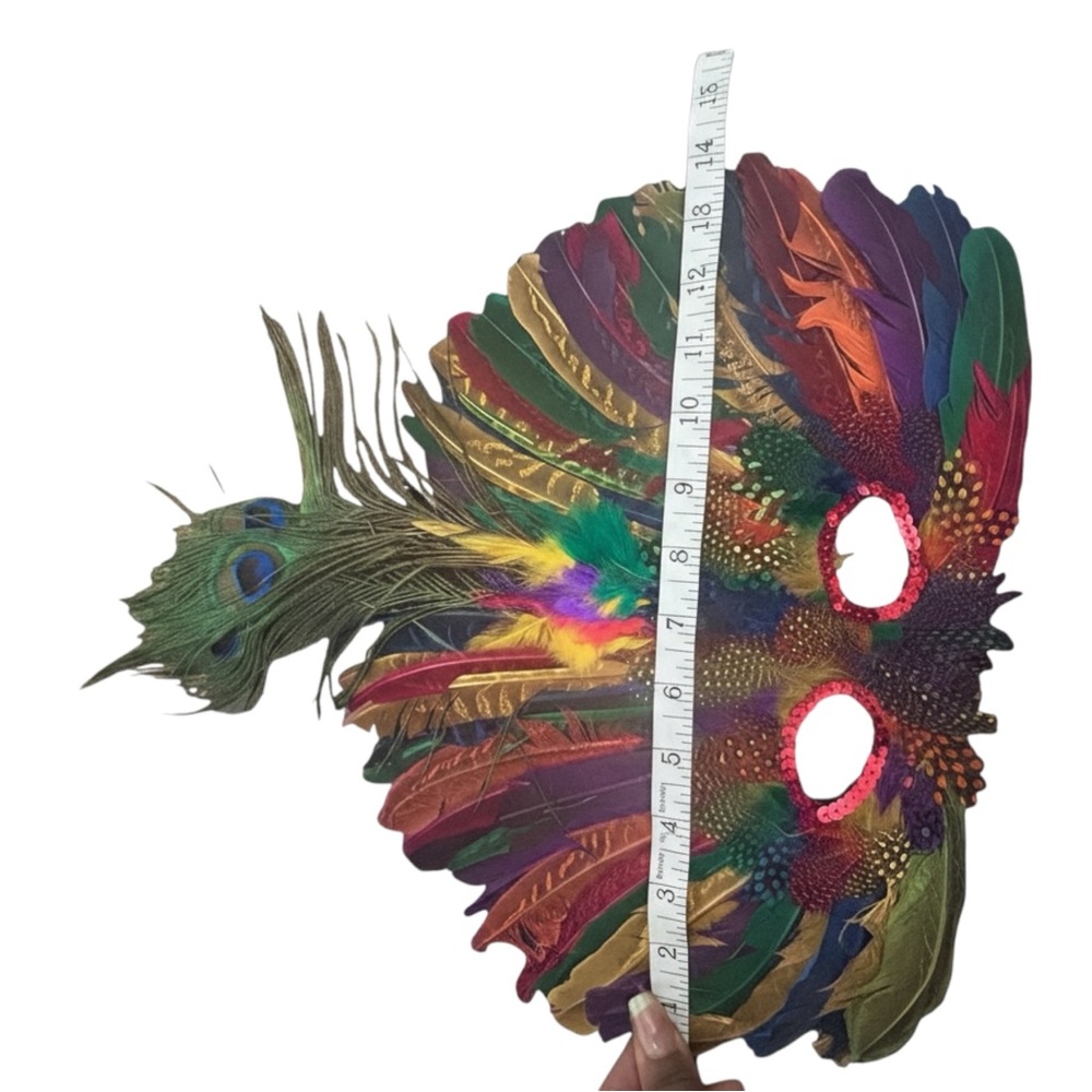Colorful Feather Masquerade Mask - Picture 3 of 3